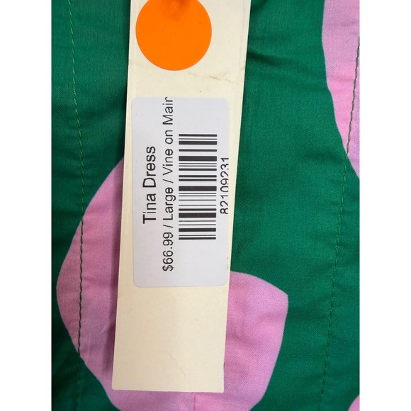 Pinch Tina Dress Green Pink Heart Print Cotton Ruffle Mini Dress Large NEW - Picture 4 of 6